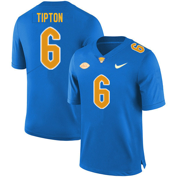 Men #6 Tre Tipton Pitt Panthers College Football Jerseys Sale-Royal